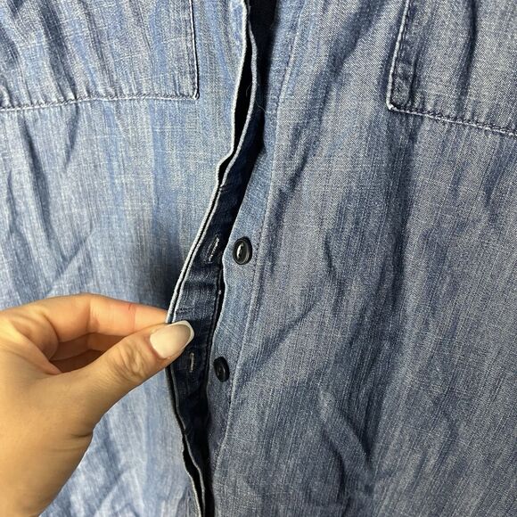 Madewell Shirt Dress Womens Large Blue Button Front Short Sleeve Collared 200 - Picture 4 of 9